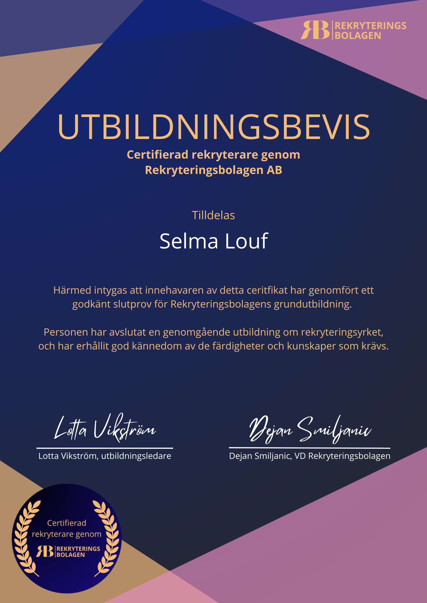 Certifikat rekryterare